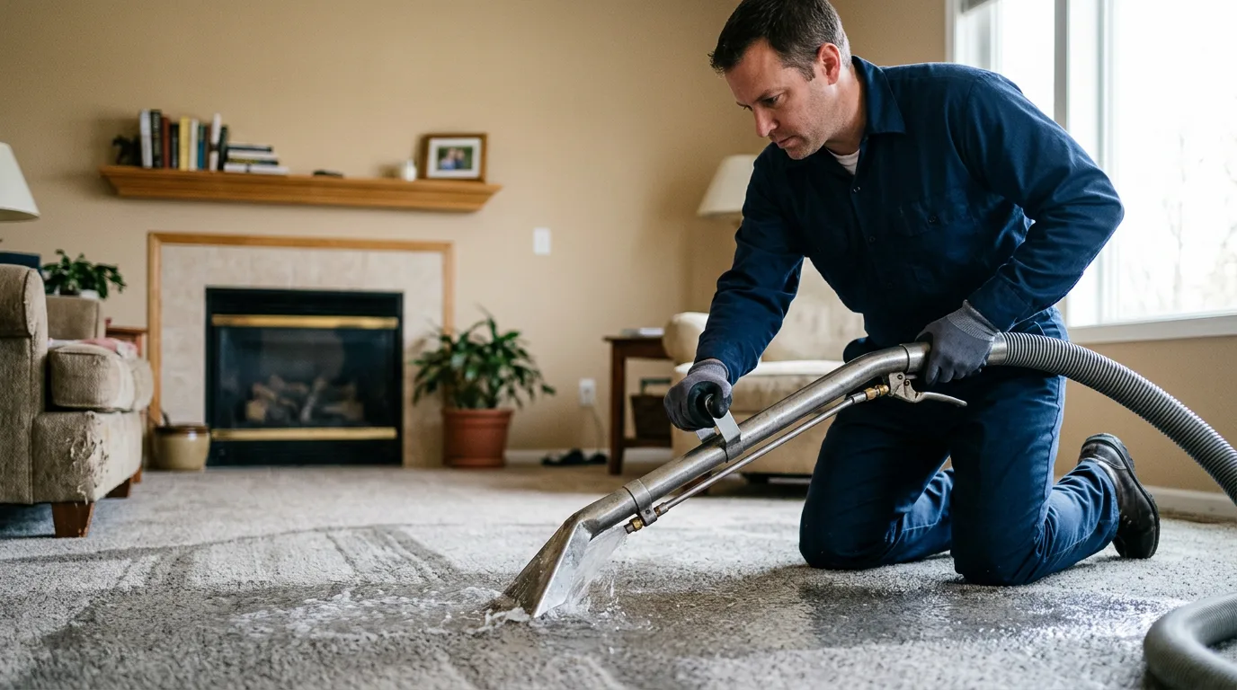 Water damage restoration technician working near Rockwood, MI